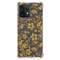 Motorola Edge 40 Pro Case Gouden Bloemen - thumbnail