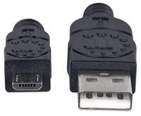 Manhattan USB-kabel USB 2.0 USB-A stekker, USB-micro-B stekker 1.80 m Zwart UL gecertificeerd 307178-CG - thumbnail