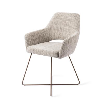 Jesper Home Yanai eetkamerstoel Caramel Grid cross rose