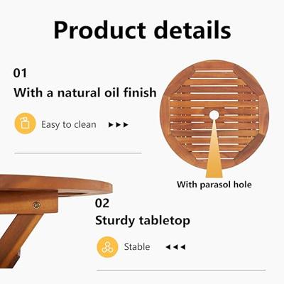 Tuintafel inklapbaar 60x75 cm massief acaciahout