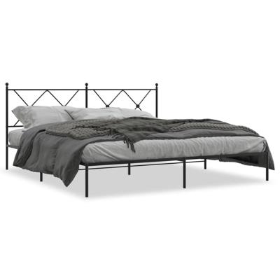 Bedframe met hoofdbord metaal zwart 183x213 cm