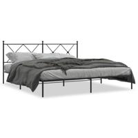 Bedframe met hoofdbord metaal zwart 183x213 cm - thumbnail