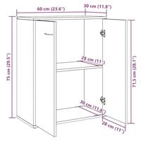 Dressoir 60x30x75 cm bewerkt hout oud houtkleurig - thumbnail