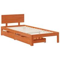 Bedframe met hoofdeinde 3 pcs Wasbruin Massief Vurenhout - thumbnail