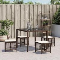 Tuinkrukken 4 st met kussens 41x41x36 cm poly rattan bruin - thumbnail