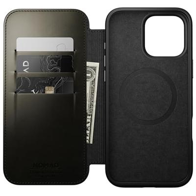 Nomad Modern Horween lederen folio iPhone 16 Pro Max - Green Chrome Nomad Modern Horween lederen folio iPhone 16 Pro Max - Green Chrome