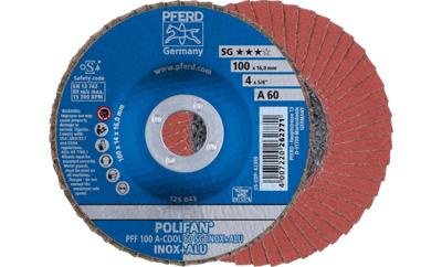 PFERD TOOLS 67656100 PFF 100 A-COOL 60 SG INOX+ALU/16,0 Lamellenschijf Diameter 100 mm Boordiameter 16 mm Aluminium, Non-ferrometaal, RVS 10 stuk(s)