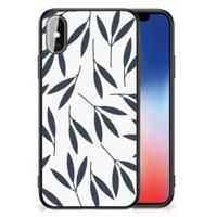 iPhone X | Xs Bloemen Hoesje Leaves Blue - thumbnail