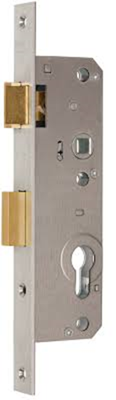 Nemef 8741 Deurslot | DM40mm | PC110mm | krukgat 8mm | voorplaat staal verzinkt 24x245mm rechthoekig | messing dag- en nachtschoot | DR 1+3 -