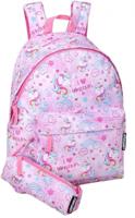 Eastwick rugzak met etui I Love Unicorns meisjes 16 liter roze - thumbnail
