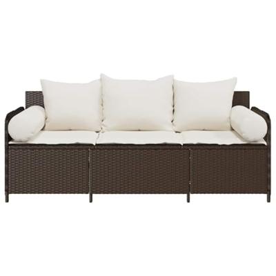 Tuinbank 3-zits met kussens poly rattan bruin Tuinbank 3-zits met kussens poly rattan bruin