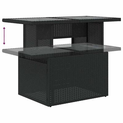 10-delige Loungeset met kussens poly rattan zwart - thumbnail
