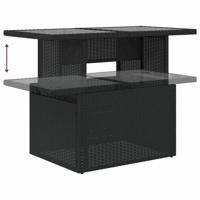 7-delige Loungeset met kussens poly rattan zwart - thumbnail
