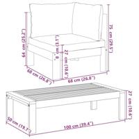 2-delige Loungeset met kussens massief acaciahout - thumbnail