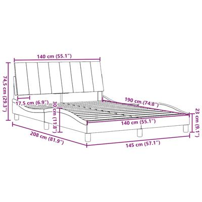 Bedframe zonder matras "Hanko" stof donkergrijs 140x200 cm