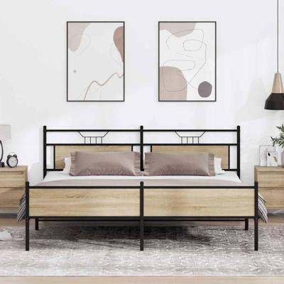 Bedframe zonder matras metaal sonoma eikenkleur 200x200 cm