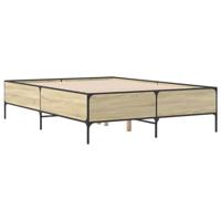 Bedframe bewerkt hout metaal sonoma eikenkleurig 120x190 cm - thumbnail
