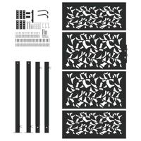 Poort met bladontwerp 105x180 cm staal zwart - thumbnail