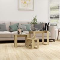 3-delige Tafeltjesset bewerkt hout sonoma eikenkleurig - thumbnail