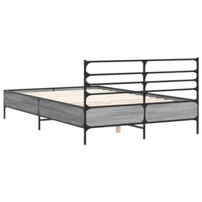 Bedframe bewerkt hout metaal grijs sonoma eiken 140x190 cm