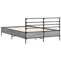 Bedframe bewerkt hout metaal grijs sonoma eiken 140x190 cm - thumbnail