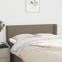 Hoofdbord met randen 147x16x78/88 cm stof taupe - thumbnail