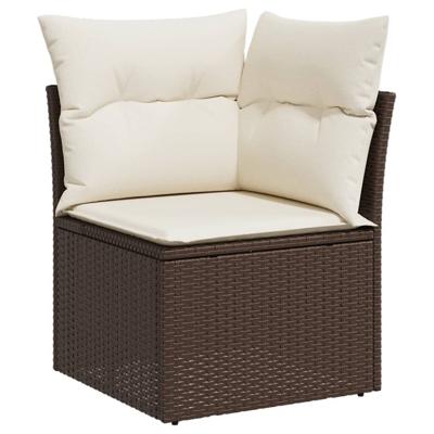 6-delige Loungeset met kussens poly rattan bruin - thumbnail