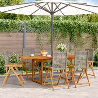 7-delige Tuinset poly rattan en massief hout grijs - thumbnail