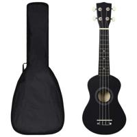 VidaXL Ukuleleset met tas voor kinderen sopraan 21'' zwart - thumbnail
