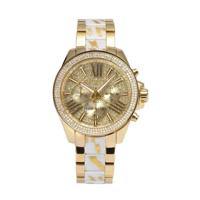 Michael Kors dames MK6157 &apos;Wren&apos; chronograaf kristal goudkleurig roestvrij stalen horloge - thumbnail
