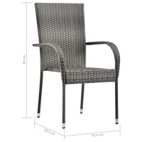 Tuinstoelen stapelbaar 2 st poly rattan grijs - thumbnail