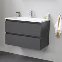 Badkamermeubel BWS Pepper Acryl Wastafel Met Kraangat 80x55x46 cm Antraciet - thumbnail