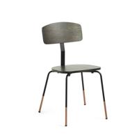 Milian stoel in essenfineer met stalen poten en goudkleurig detail - thumbnail