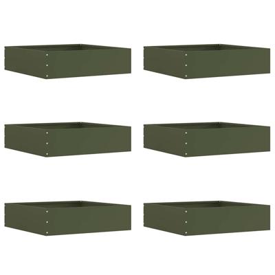 Tuinrand 6 pcs Olijf Groen 50 x 50 x 13 cm Staal