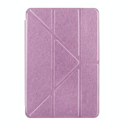 iPad Pro 12.9 inch horizontaal Zijde structuur PU leren Flip Hoesje met houder en doorschijnend back cover (roze)