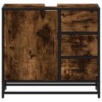 Wastafelkast 65x33x60 cm bewerkt hout gerookt eikenkleurig - thumbnail