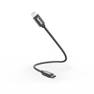 Hama Oplaadkabel USB-C - Lightning 0,2 M Nylon Zwart