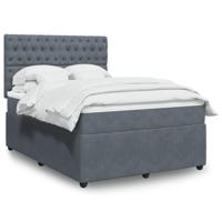 Boxspring met matras fluweel donkergrijs 140x190 cm - thumbnail