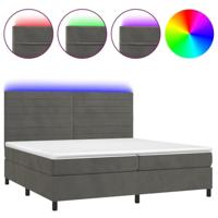 Boxspring met matras en LED fluweel donkergrijs 200x200 cm - thumbnail