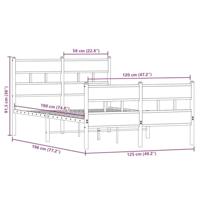 Bedframe zonder matras metaal sonoma eikenkleurig 120x190 cm - thumbnail