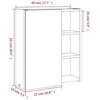 Badkamerkast met spiegel en LED 45x13x52 cm wit - thumbnail