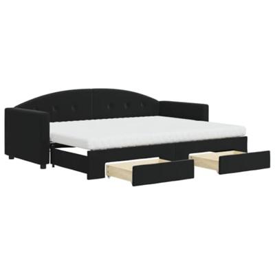 Slaapbank met onderschuifbed en lades 80x200 cm fluweel zwart