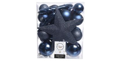 Decoris Kerstballen Plastic mix+piek 33st nachtblauw