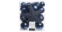 Decoris Kerstballen Plastic mix+piek 33st nachtblauw - thumbnail