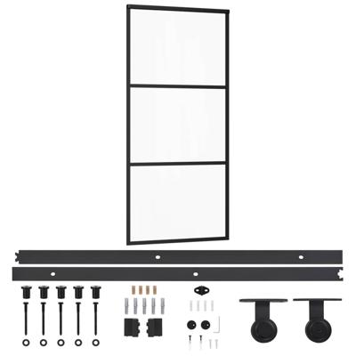 Schuifdeur met beslag 90x205 cm aluminium en ESG-glas