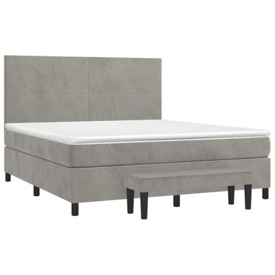 Boxspring met matras fluweel lichtgrijs 160x200 cm