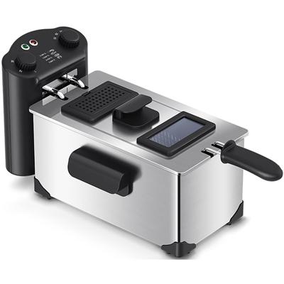 Frituurpan met Kijkvenster en Timer - 3L Zwart/Zilver - 2000W