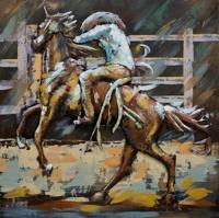 Schilderij - metaalschilderij -Rodeo II , 100x100cm - thumbnail