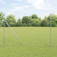 VidaXL Hek met paal zilver 1,5 x 10 m staal en pvc - thumbnail
