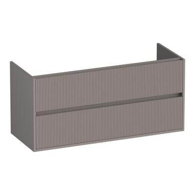 Brauer Adore Wavy - Onderkast - 120 cm - met 2 Softclose Lades Greeploos en 1 Sifon Uitsparing - Mat Taupe